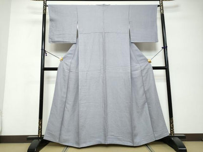 平和屋着物●上質な色無地　干割れ地紋　薄鼠色　正絹　逸品　DABK0368ud