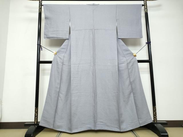 平和屋着物●上質な色無地　干割れ地紋　薄鼠色　正絹　逸品　DABK0368ud