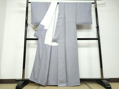 平和屋着物●上質な色無地　干割れ地紋　薄鼠色　正絹　逸品　DABK0368ud