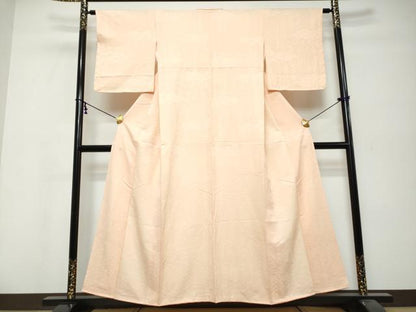 平和屋着物●上質な色無地　雲取地紋　水柿色　正絹　逸品　未使用　DABK0369ud