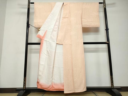 平和屋着物●上質な色無地　雲取地紋　水柿色　正絹　逸品　未使用　DABK0369ud