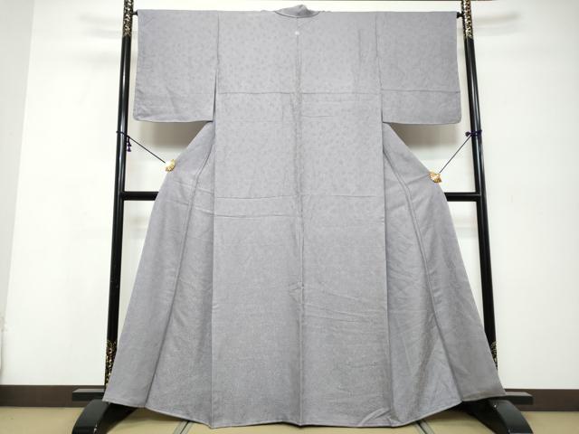 平和屋着物●上質な色無地　南天地紋　薄鼠色　正絹　逸品　未使用　DABK0370ud