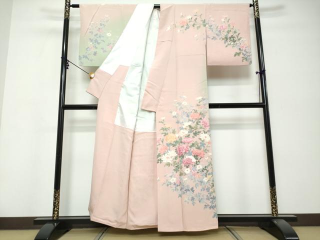平和屋着物●訪問着　友禅　作家物　草花文　暈し染め　正絹　逸品　DABK0377ud
