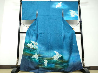 平和屋着物●訪問着　作家物　辻が花　暈し染め　金通し地　正絹　逸品　DABK0378ud