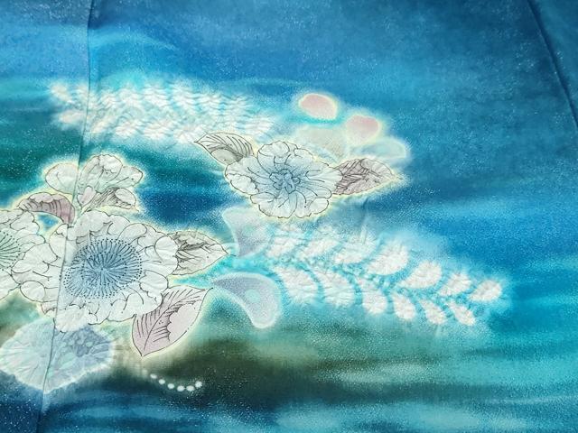 平和屋着物●訪問着　作家物　辻が花　暈し染め　金通し地　正絹　逸品　DABK0378ud