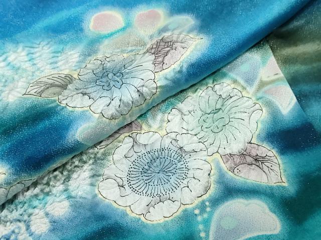 平和屋着物●訪問着　作家物　辻が花　暈し染め　金通し地　正絹　逸品　DABK0378ud