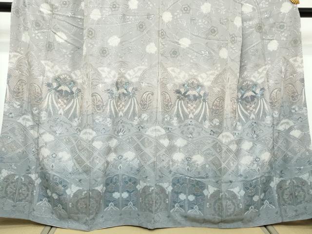 平和屋着物●中国三大刺繍 スワトウ刺繍 総刺繍 訪問着 絞り 鳳凰洋花文 暈し染め 金糸 さが美扱い カラー胴裏：半色 正絹 逸品 DABK0380ud