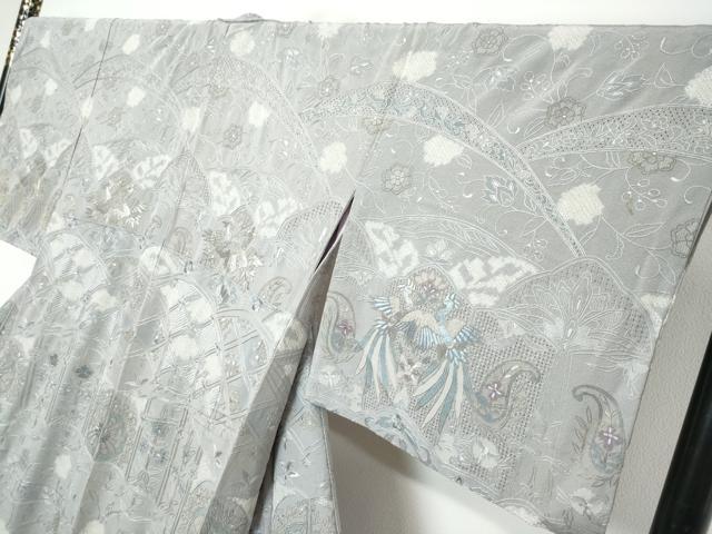 平和屋着物●中国三大刺繍 スワトウ刺繍 総刺繍 訪問着 絞り 鳳凰洋花文 暈し染め 金糸 さが美扱い カラー胴裏：半色 正絹 逸品 DABK0380ud