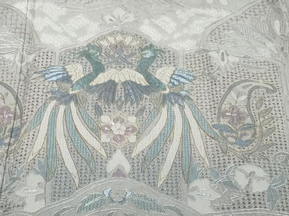 平和屋着物●中国三大刺繍 スワトウ刺繍 総刺繍 訪問着 絞り 鳳凰洋花文 暈し染め 金糸 さが美扱い カラー胴裏：半色 正絹 逸品 DABK0380ud