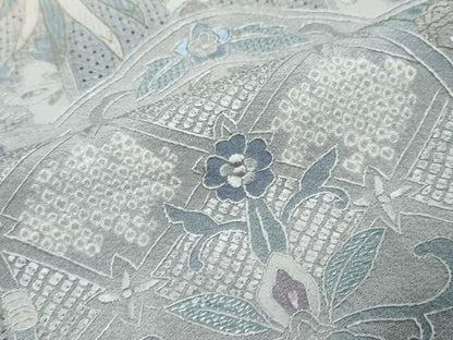 平和屋着物●中国三大刺繍 スワトウ刺繍 総刺繍 訪問着 絞り 鳳凰洋花文 暈し染め 金糸 さが美扱い カラー胴裏：半色 正絹 逸品 DABK0380ud