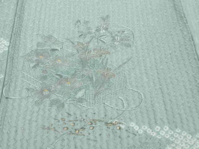 平和屋着物●中国三大刺繍　スワトウ刺繍　汕頭刺繍　総刺繍　訪問着　絞り　文箱花文　金彩　正絹　逸品　DABK0381ud