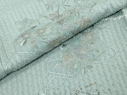 平和屋着物●中国三大刺繍　スワトウ刺繍　汕頭刺繍　総刺繍　訪問着　絞り　文箱花文　金彩　正絹　逸品　DABK0381ud