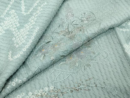 平和屋着物●中国三大刺繍　スワトウ刺繍　汕頭刺繍　総刺繍　訪問着　絞り　文箱花文　金彩　正絹　逸品　DABK0381ud