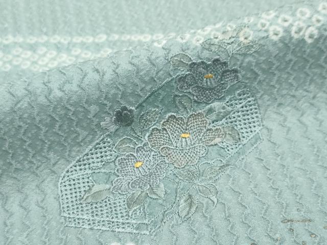 平和屋着物●中国三大刺繍　スワトウ刺繍　汕頭刺繍　総刺繍　訪問着　絞り　文箱花文　金彩　正絹　逸品　DABK0381ud