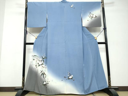 平和屋着物●訪問着　草花文　暈し染め　金彩　鈴乃屋扱い　正絹　逸品　DABK0390ud