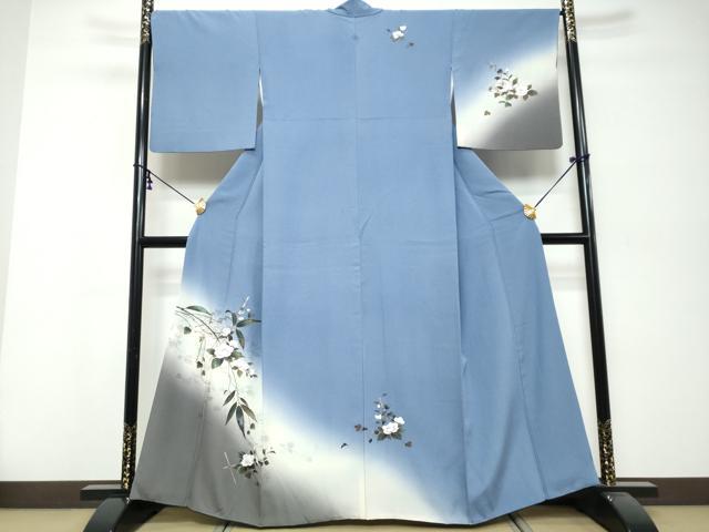 平和屋着物●訪問着　草花文　暈し染め　金彩　鈴乃屋扱い　正絹　逸品　DABK0390ud