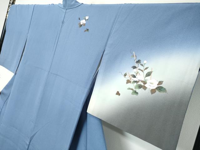 平和屋着物●訪問着　草花文　暈し染め　金彩　鈴乃屋扱い　正絹　逸品　DABK0390ud