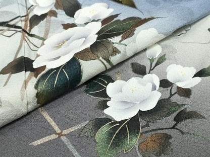 平和屋着物●訪問着　草花文　暈し染め　金彩　鈴乃屋扱い　正絹　逸品　DABK0390ud