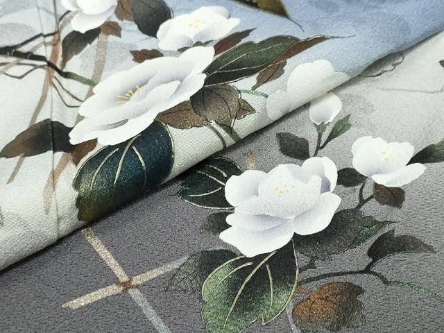 平和屋着物●訪問着　草花文　暈し染め　金彩　鈴乃屋扱い　正絹　逸品　DABK0390ud