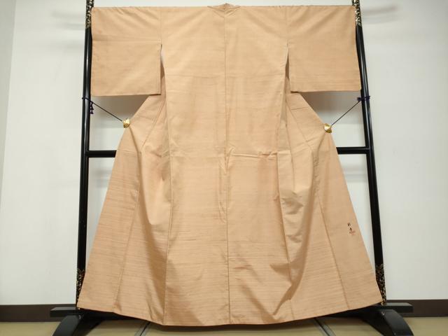 平和屋着物●紅花紬　米沢　訪問着　作家物　霞文　正絹　逸品　DABK0392ud
