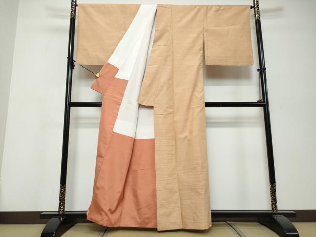 平和屋着物●紅花紬　米沢　訪問着　作家物　霞文　正絹　逸品　DABK0392ud