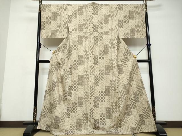 平和屋着物●上質な紬　吉祥文　健勝苑扱い　正絹　逸品　DABK0395ud