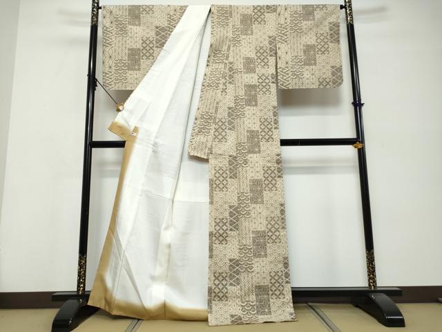 平和屋着物●上質な紬　吉祥文　健勝苑扱い　正絹　逸品　DABK0395ud