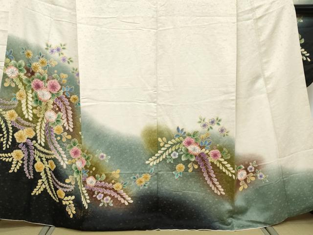 平和屋着物●豪華振袖　辻が花　暈し染め　金通し地　正絹　逸品　DABK0403ud