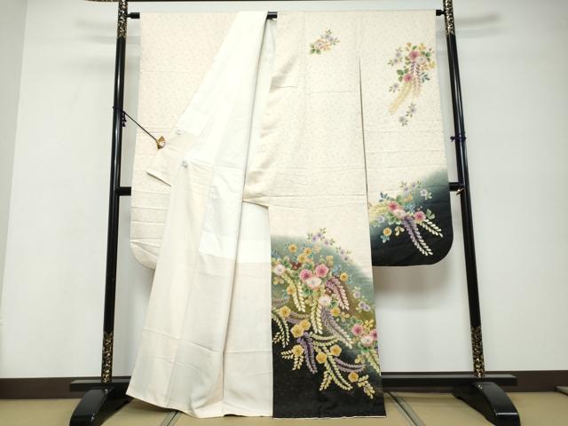 平和屋着物●豪華振袖　辻が花　暈し染め　金通し地　正絹　逸品　DABK0403ud