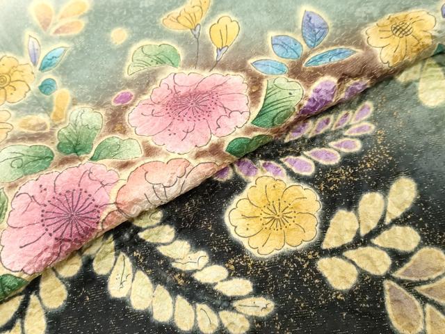 平和屋着物●豪華振袖　辻が花　暈し染め　金通し地　正絹　逸品　DABK0403ud