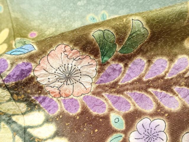 平和屋着物●豪華振袖　辻が花　暈し染め　金通し地　正絹　逸品　DABK0403ud