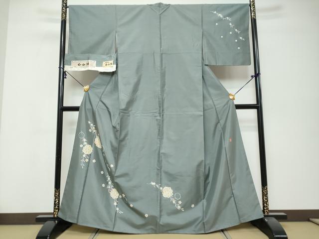 平和屋着物●本加賀友禅作家　庄田和晃　訪問着　白山紬　手毬花　証紙付き　正絹　逸品　DABK0406ud