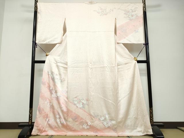 平和屋着物●訪問着　総絞り　草花文　正絹　逸品　DABK0407ud