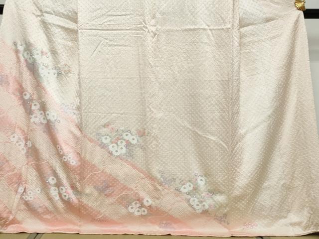 平和屋着物●訪問着　総絞り　草花文　正絹　逸品　DABK0407ud