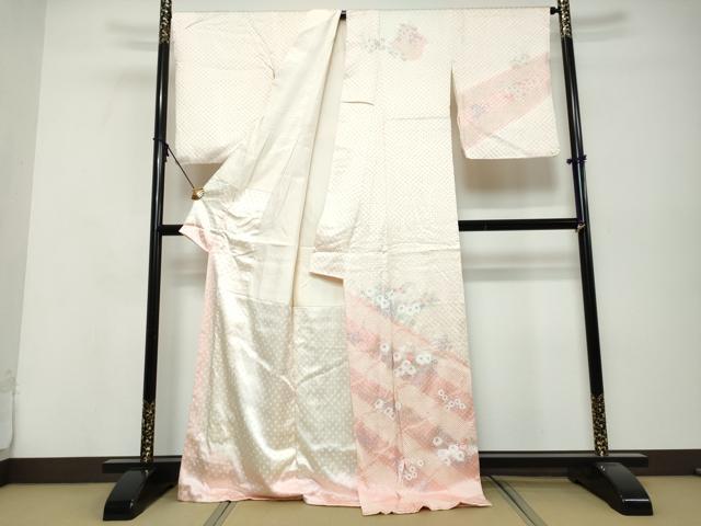 平和屋着物●訪問着　総絞り　草花文　正絹　逸品　DABK0407ud