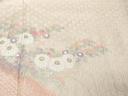 平和屋着物●訪問着　総絞り　草花文　正絹　逸品　DABK0407ud