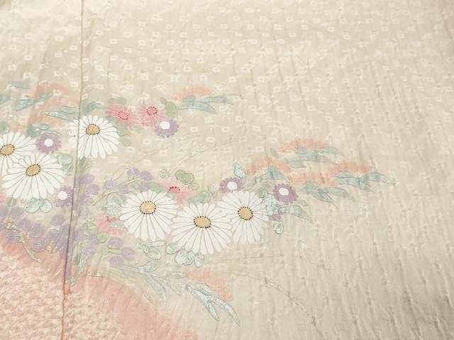 平和屋着物●訪問着　総絞り　草花文　正絹　逸品　DABK0407ud