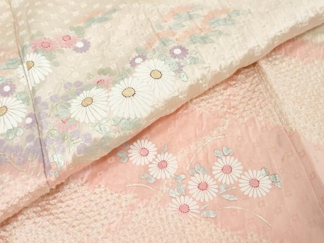 平和屋着物●訪問着　総絞り　草花文　正絹　逸品　DABK0407ud