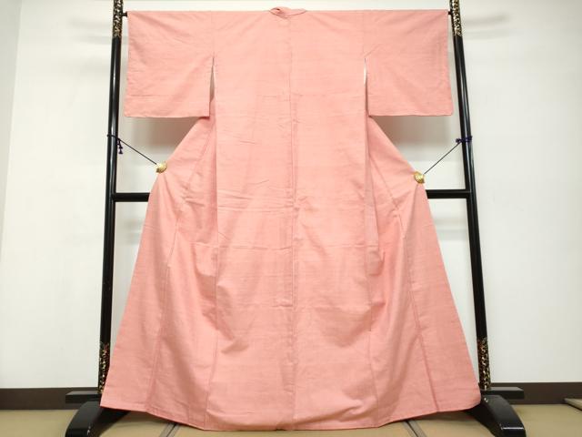 平和屋着物●結城紬　桃色　正絹　逸品　未使用　DABK0409ud