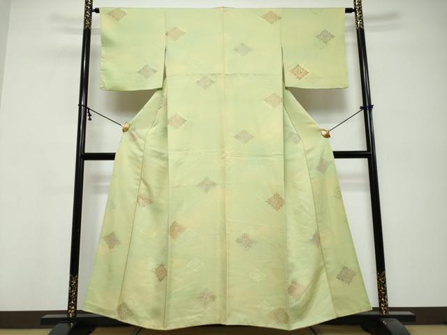 平和屋着物▼上質な小紋　地紋起こし　花菱文　正絹　逸品　DABK0410ud