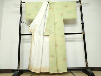 平和屋着物▼上質な小紋　地紋起こし　花菱文　正絹　逸品　DABK0410ud