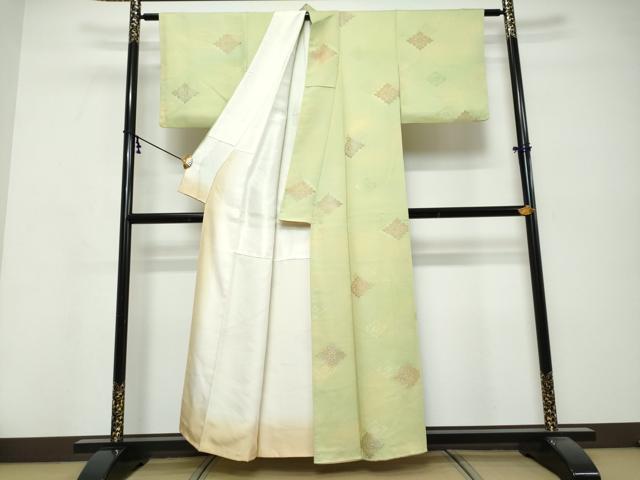 平和屋着物▼上質な小紋　地紋起こし　花菱文　正絹　逸品　DABK0410ud