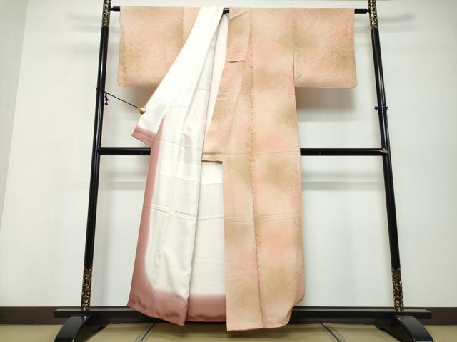 平和屋着物●上質な小紋　地紋起こし　墨流し文　暈し染め　正絹　逸品　DABK0412ud
