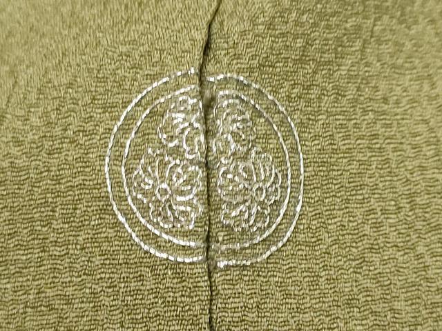 平和屋着物●染師　故・山代谷隆　色無地　青丹色　正絹　逸品　DABK0413ud