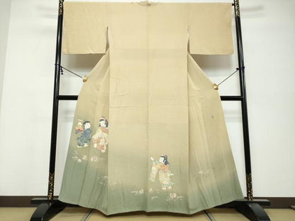 平和屋着物●十日町友禅作家　関口遼一　色留訪問着　童子遊び　暈し染め　正絹　逸品　DABK0415ud