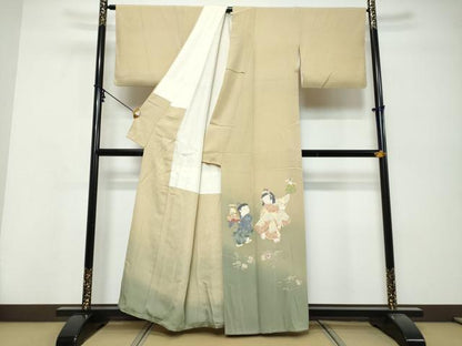 平和屋着物●十日町友禅作家　関口遼一　色留訪問着　童子遊び　暈し染め　正絹　逸品　DABK0415ud