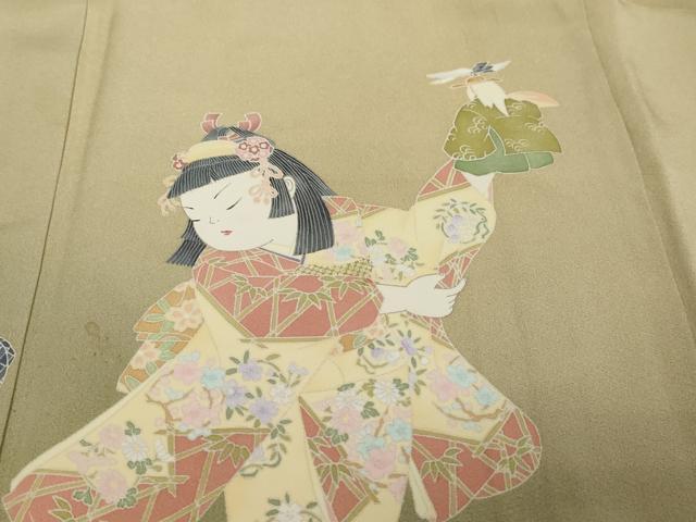 平和屋着物●十日町友禅作家　関口遼一　色留訪問着　童子遊び　暈し染め　正絹　逸品　DABK0415ud