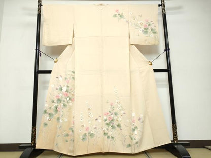平和屋着物●訪問着　友禅　花蝶文　暈し染め　正絹　逸品　DABK0418ud