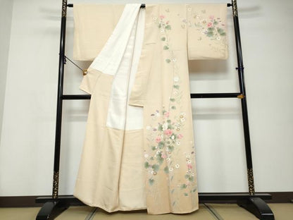 平和屋着物●訪問着　友禅　花蝶文　暈し染め　正絹　逸品　DABK0418ud