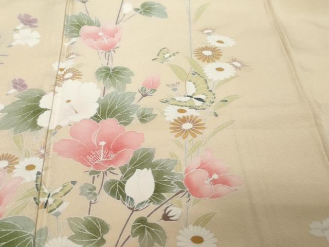 平和屋着物●訪問着　友禅　花蝶文　暈し染め　正絹　逸品　DABK0418ud